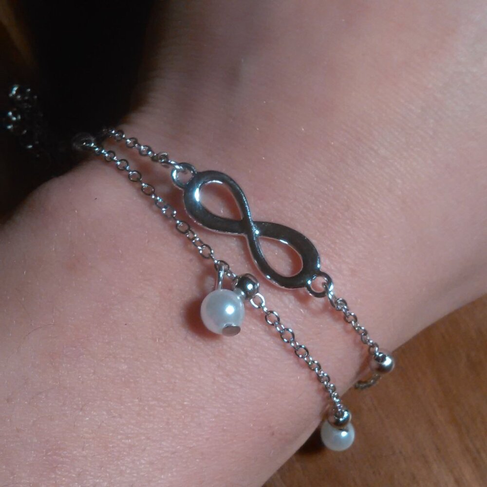 Double Row Infinity Bracelet, Extends to Anklet (9 to 11 Inch)